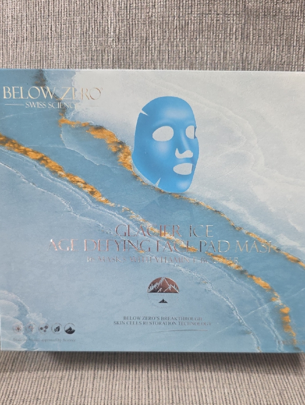 Below Zero Glacier Ice Age Defying Facial Pad Mask, New In Box, 16 Masks.